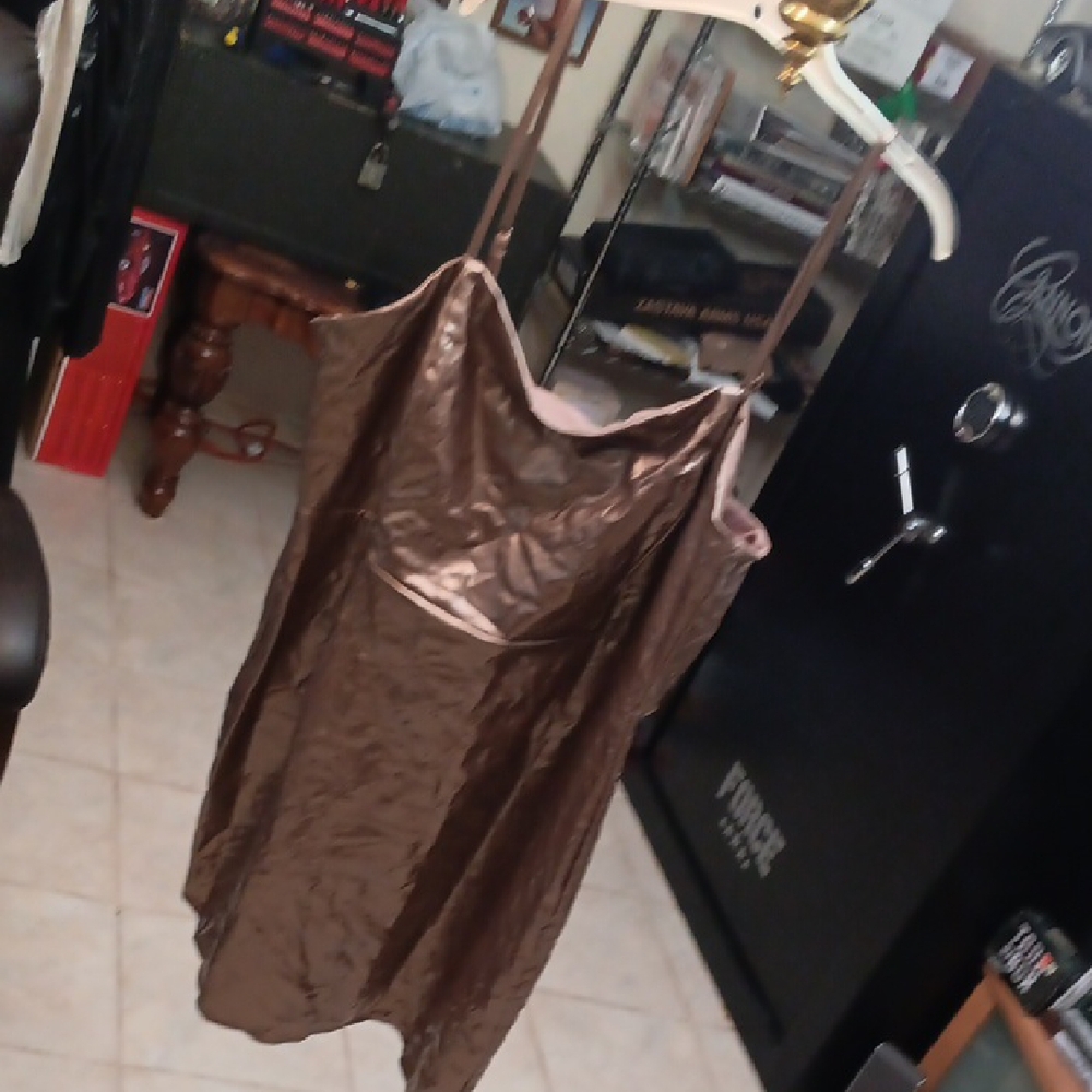 Forever 21 Copper Latex Like Midi Dress.with Ajustable Sholder Straps 3x